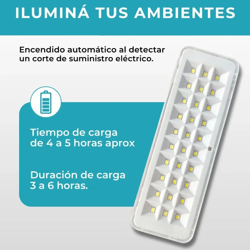 Luz de Emergencia de 30 Led c/ Bateria 3/6 Hrs Global