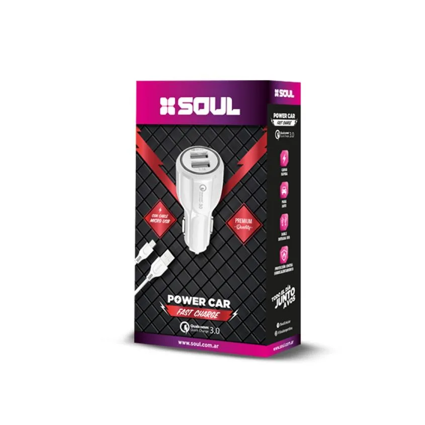 Cargador de Auto Dual USB 2.4A 10W Soul