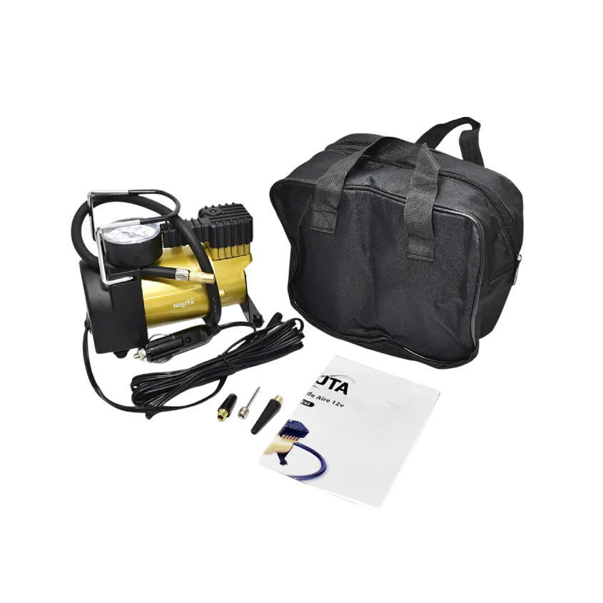 Compresor de Aire 12V Metalico Nisuta 35L/min Max 100PSI Estuche y Accesorios