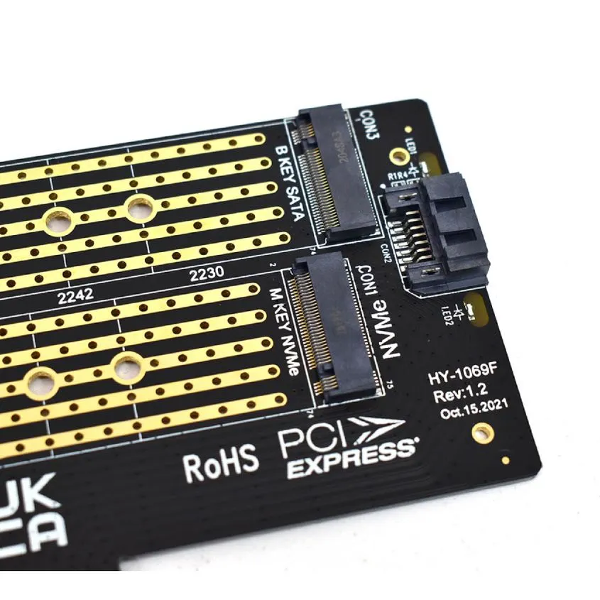 Placa PCI Express para 2 discos M.2 SSD NVMe y NGFF Sata Nisuta