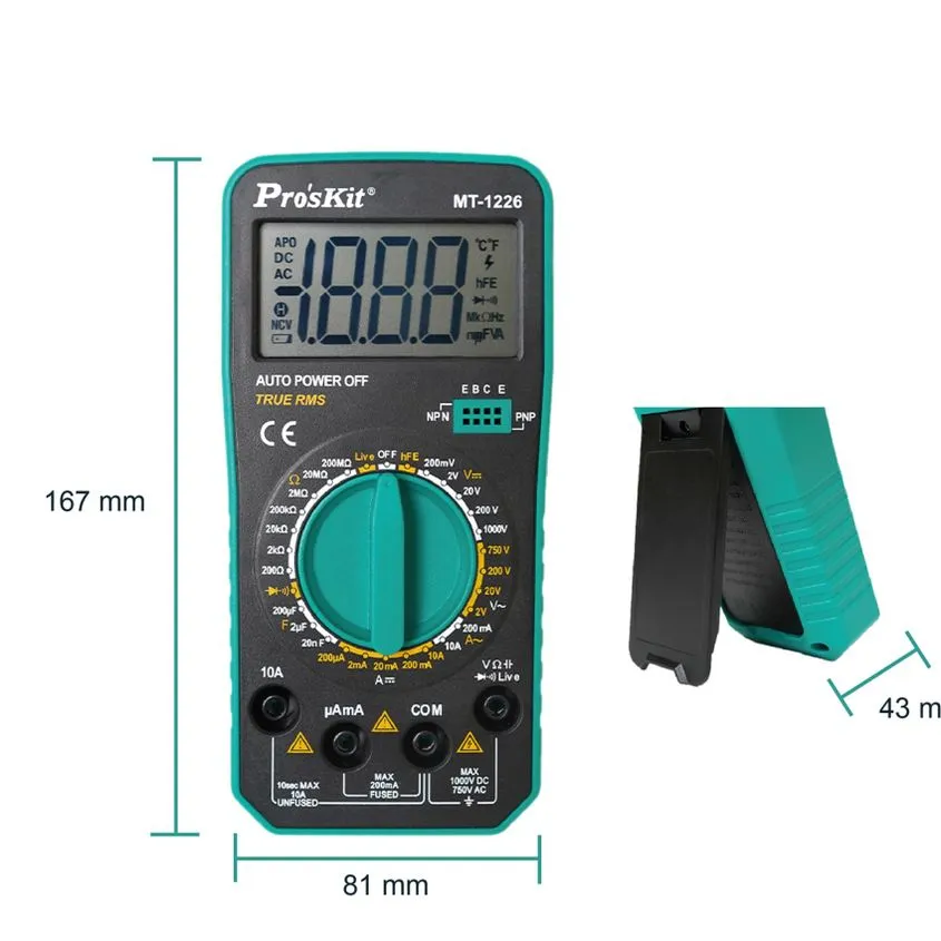 Tester Digital Proskit True RMS Capacitancia
