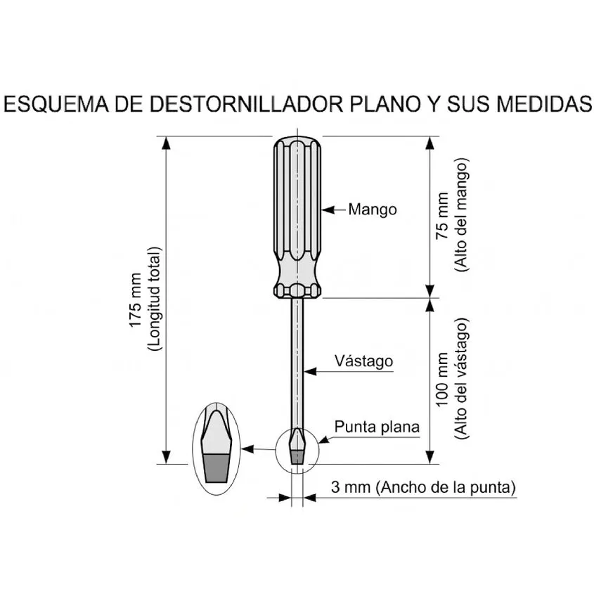 Destornillador Plano 3x75mm Proskit 9SD-201A