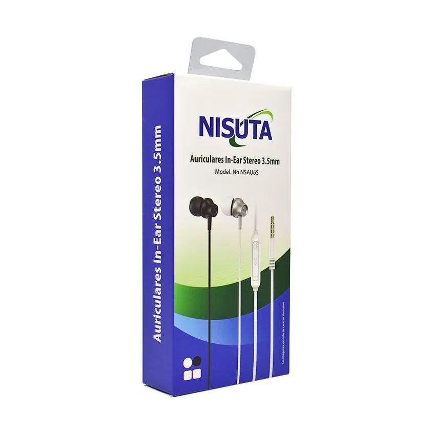 Auricular Stereo Metalico 3.5mm Manos Libres In Ear Nisuta Negro