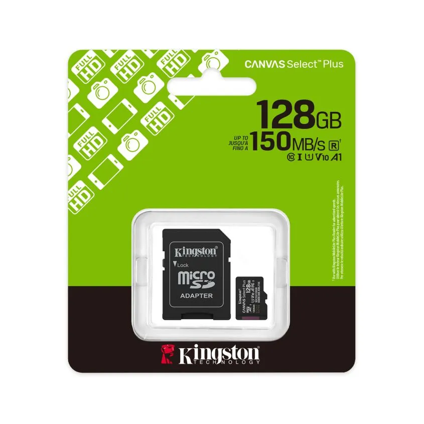 Memoria Micro Sd C/adap 128gb Clase 10 Gen3 150 Mb/s Canvas Plus Kingston