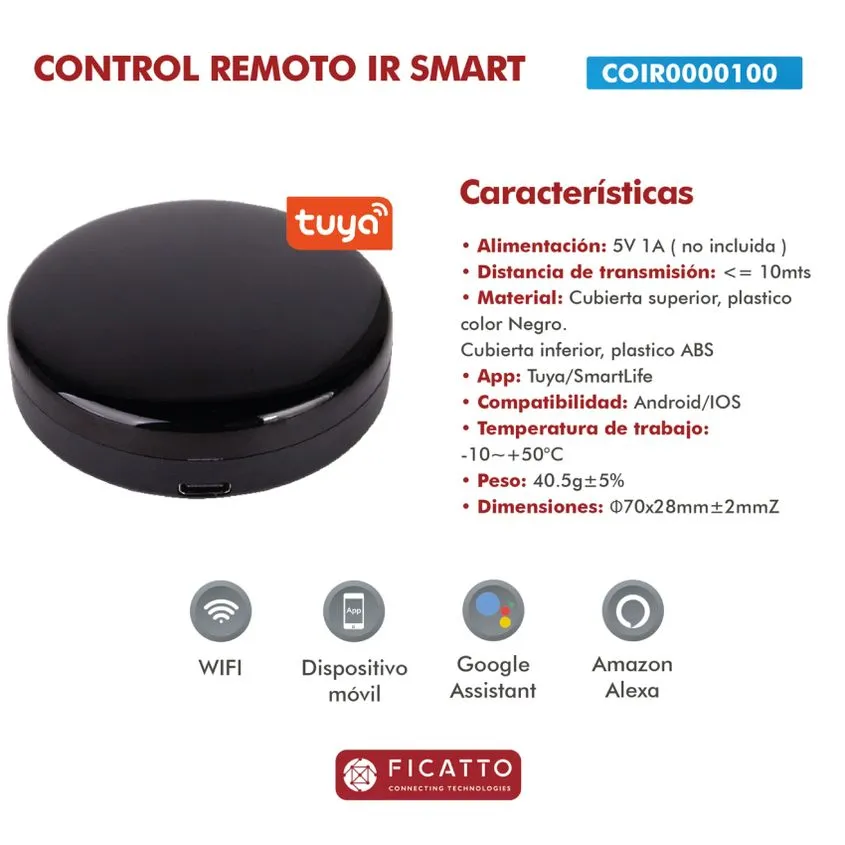 Control Remoto Smart Wifi Infrarojo Ficatto