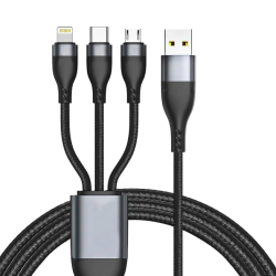 Cable 3en1 USB 3.0 a Microusb Tipo C Lightning 1.2m 6Amp Intco