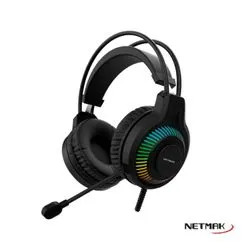 Auricular Gamer PC LED RGB - 2 Plug + USB Negro Netmak