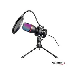 Microfono RGB Streaming USB - Incluye tripode Netmak