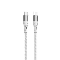 Cable USB Soul Mallado Tipo C a Tipo C Blanco 1 Metro 60W